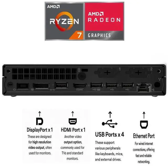 Alt view image 2 of 6 - Lenovo ThinkCentre M75q |AMD Ryzen 7 5700GE| 32GB DDR4| 4TB SSD|Wifi-AX|Dual Monitor Support| Windows 11 Pro