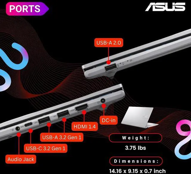 Alt view image 2 of 5 - ASUS VivoBook| 15.6" Full HD TouchScreen| Intel Core i7-1355U| 16GB DDR4| 1TB SSD| Intel Iris Xe Graphics| Wifi-6| Windows 11 Home| Slim, Sleek, and Stylish Silver Design