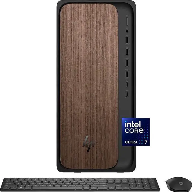 Main image of HP OmniDesk Desktop| Intel Core Ultra 7 265| 32GB DDR5| 4TB SSD|Wifi-6| Dual Monitor Support| Windows 11 Pro| Dark Wood