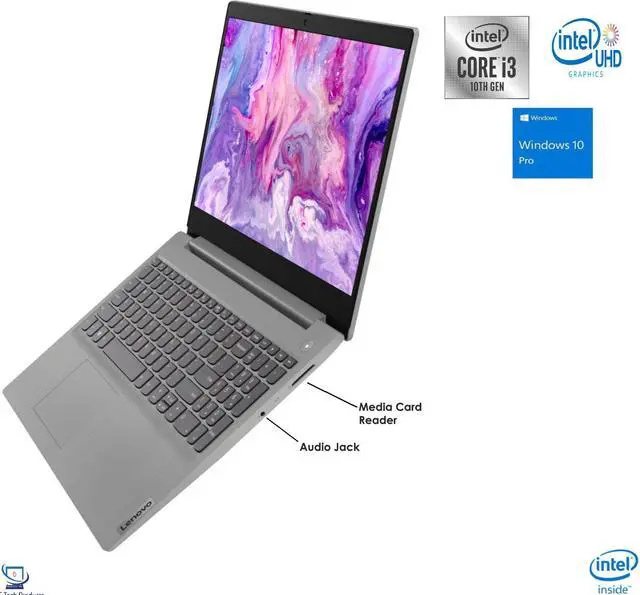 Alt view image 3 of 7 - Lenovo IdeaPad 3 15.6" Full HD IPS Notebook, 10th Gen Intel Core i3-1005G1 Processor, 8GB DDR4 RAM, 256GB SSD, Intel UHD Graphics, WiFi-AC, Bluetooth, HDMI, USB, Windows 10 Pro