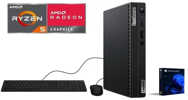 Alt view image 2 of 7 - Lenovo ThinkCentre M75q Mini PC  AMD Ryzen 5 Pro 5650GE, 8GB DDR4, 512GB SSD, Wi-Fi 6, Dual Monitor Support, Windows 11 Pro
