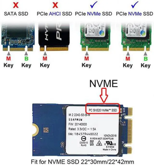 Alt view image 2 of 6 - Cablecc M.2 NGFF M-Key NVME SSD Convert Card fit for Macbook Pro  2016 2017 13" A1708 A1707 A1706