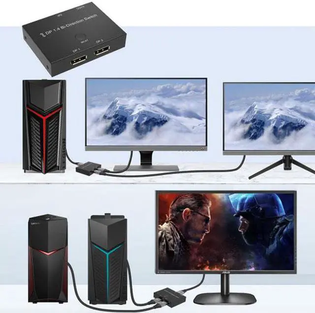 Alt view image 6 of 7 - KAIBOXIXI DP DisplayPort 1.4 Bi-Direction Switch MST Hub Support HDCP SST Extended 8K@30hz 4K@60hz