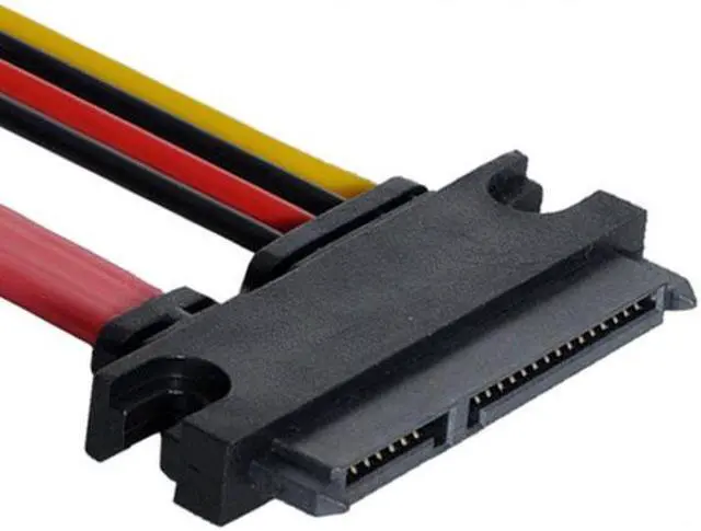 Alt view image 4 of 5 - Cablecc Down Angled SATA III 3.0 7+15 22 Pin SATA Male to Female Data Power Extension Cable 30cm