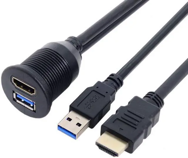 Main image of Chenyang Combo USB 3.0 & HDTV HDMI 1.4 Male to Female Extension Cable with Waterproofable Mount Shell 100cm