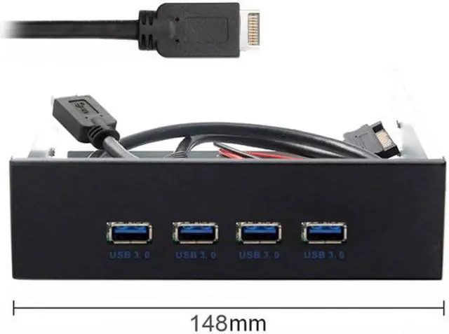 Alt view image 2 of 5 - Cablecc USB 3.1 Front Panel Header to USB 3.0 HUB 4 Ports Front Panel Motherboard Cable for 5.25" CD-ROM Bay