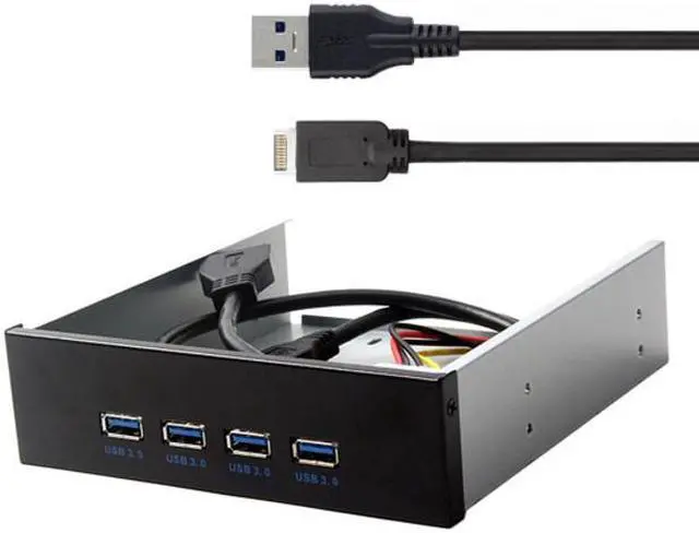 Main image of Cablecc USB 3.1 Front Panel Header to USB 3.0 HUB 4 Ports Front Panel Motherboard Cable for 5.25" CD-ROM Bay