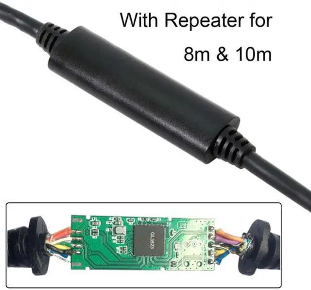 Alt view image 3 of 5 - Chenyang Cable 8m USB 3.0 A Type Repeater Cable Male to Micro USB 3.0 B Male with Mount Panel Screws for Camera