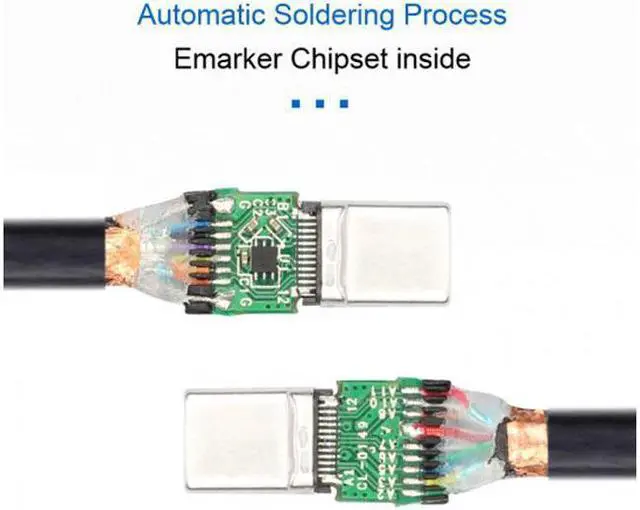 Alt view image 3 of 7 - KAIBOXIXI 200cm 10Gbps USB-C USB 3.1 Type C Gen2 Male to Male Data 100W Cable with E-marker