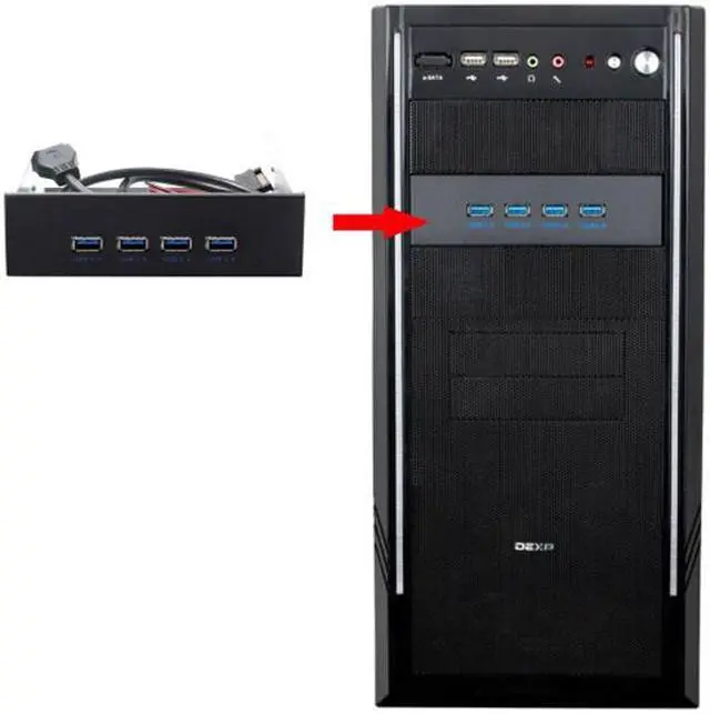 Alt view image 4 of 5 - Cablecc USB 3.1 Front Panel Header to USB 3.0 HUB 4 Ports Front Panel Motherboard Cable for 5.25" CD-ROM Bay