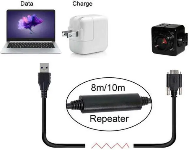 Main image of Chenyang Cable 8m USB 3.0 A Type Repeater Cable Male to Micro USB 3.0 B Male with Mount Panel Screws for Camera