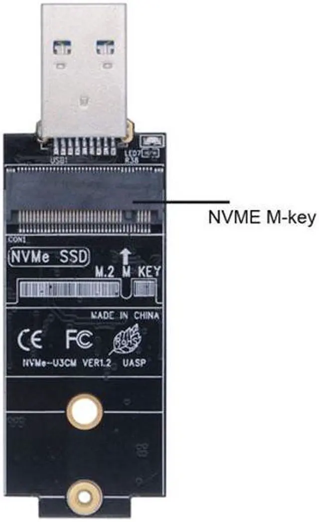Alt view image 3 of 7 - HKCY U3-047 USB 3.1 Gen2 10Gbps to NVME PCI-E M-Key Solid State Drive External Enclosure 2230/2242mm