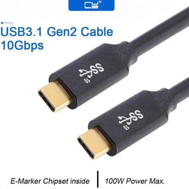 Alt view image 4 of 7 - KAIBOXIXI 200cm 10Gbps USB-C USB 3.1 Type C Gen2 Male to Male Data 100W Cable with E-marker