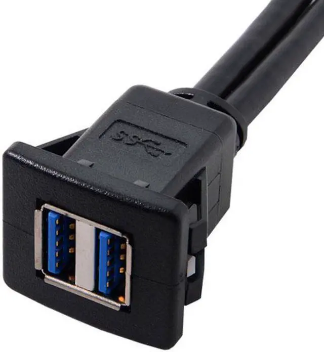 Alt view image 2 of 5 - Jimier CY U3-030-2P 1m Waterproof Dual USB 3.0 Extension Latch Mount Car AUX Cable for Dashboard Panel