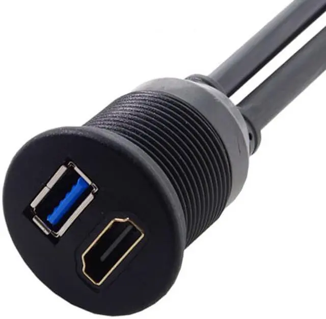 Alt view image 3 of 7 - Chenyang Combo USB 3.0 & HDTV HDMI 1.4 Male to Female Extension Cable with Waterproofable Mount Shell 100cm