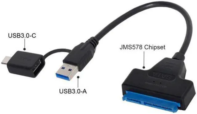 Alt view image 7 of 7 - KAIBOXIXI Type C & USB 3.0 Male to SATA 22 Pin 2.5" Hard disk driver SSD Adapter Cable for Macbook & Laptop