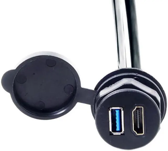 Alt view image 2 of 7 - Chenyang Combo USB 3.0 & HDTV HDMI 1.4 Male to Female Extension Cable with Waterproofable Mount Shell 100cm