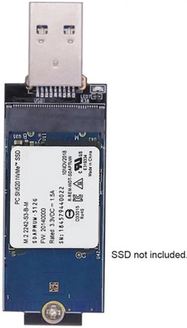 Alt view image 7 of 7 - Xiwai USB 3.1 Gen2 10Gbps to NVME PCI-E M-Key Solid State Drive External Enclosure 2230/2242mm