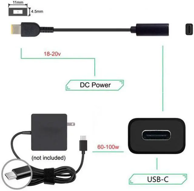 Main image of Chenyang Cable Type C USB-C to Rectangle 11.0*4.5mm Power Plug PD Emulator Trigger Charge Cable for ThinkPad X1 Carbon