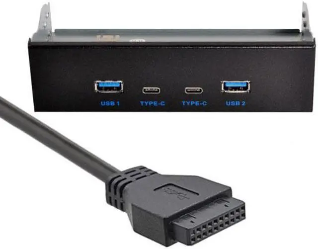 Main image of Chenyang USB-C & USB 3.0 HUB 4 Ports Front Panel to Motherboard 20Pin Connector Cable for 5.25" CD-ROM Bay