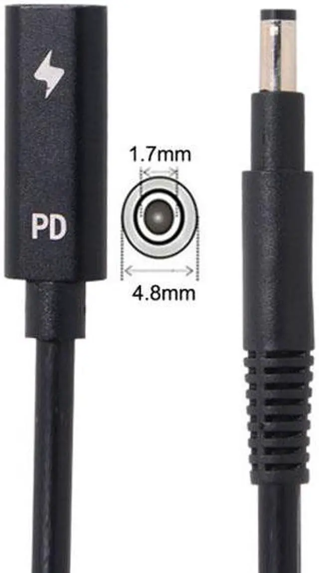 Alt view image 2 of 5 - Xiwai CY  UC-109-4817HP Type C USB-C Female Input to DC 4.8*1.7mm Power PD Charge Cable fit for Laptop 18-20V