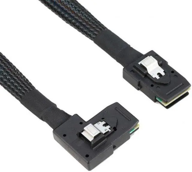 Alt view image 3 of 5 - Chenyang Cable Ultra Slim Flat Right Angled 90 Degree Mini SAS 36pin SFF-8087 to 8087 Data Raid Cable 80cm