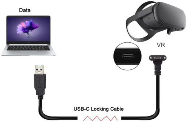 Main image of Chenyang 5.0m Fit for Oculus Link VR USB 3.1 Type-C Dual Screw Locking to Standard USB3.0 Data Cable