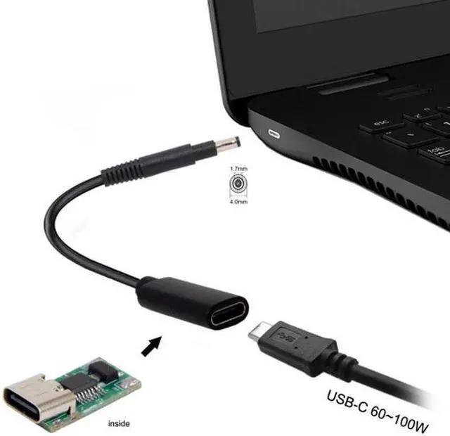 Alt view image 5 of 5 - Xiwai CY  UC-109-4817HP Type C USB-C Female Input to DC 4.8*1.7mm Power PD Charge Cable fit for Laptop 18-20V
