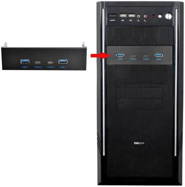 Alt view image 5 of 5 - Chenyang USB-C & USB 3.0 HUB 4 Ports Front Panel to Motherboard 20Pin Connector Cable for 5.25" CD-ROM Bay