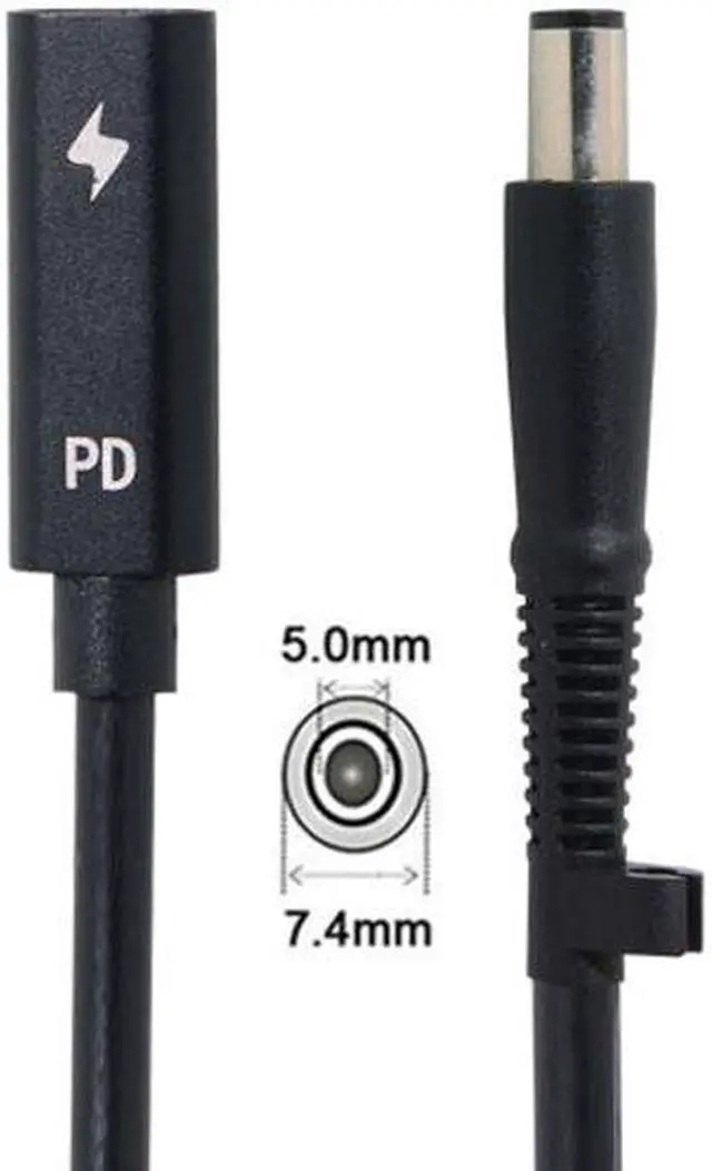 Alt view image 3 of 5 - Chenyang Cable Type C USB-C Female Input to DC 7.4*5.0mm Power PD Charge Cable fit for Laptop 18-20V