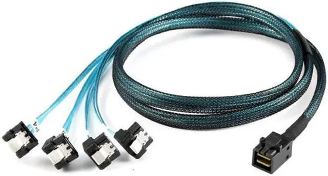Alt view image 4 of 5 - Cablecc SFF-8643 Internal Mini SAS Host to Angled 4 SATA Target Hard Disk 6Gbps Data Server Raid Cable 1m