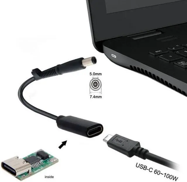 Alt view image 2 of 5 - Chenyang Cable Type C USB-C Female Input to DC 7.4*5.0mm Power PD Charge Cable fit for Laptop 18-20V