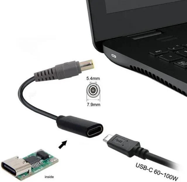 Alt view image 2 of 5 - Chenyang Cable Type C USB-C Female Input to DC 7.9*5.4mm Power PD Charge Cable fit for Laptop 18-20V