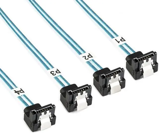 Alt view image 3 of 5 - Cablecc SFF-8643 Internal Mini SAS Host to Angled 4 SATA Target Hard Disk 6Gbps Data Server Raid Cable 1m
