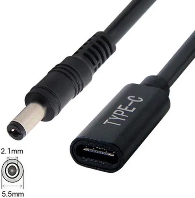 Alt view image 3 of 5 - Chenyang Cable Type C USB-C Female Input to DC 5.5*2.1mm Power PD Charge Cable fit for Laptop 18-20V