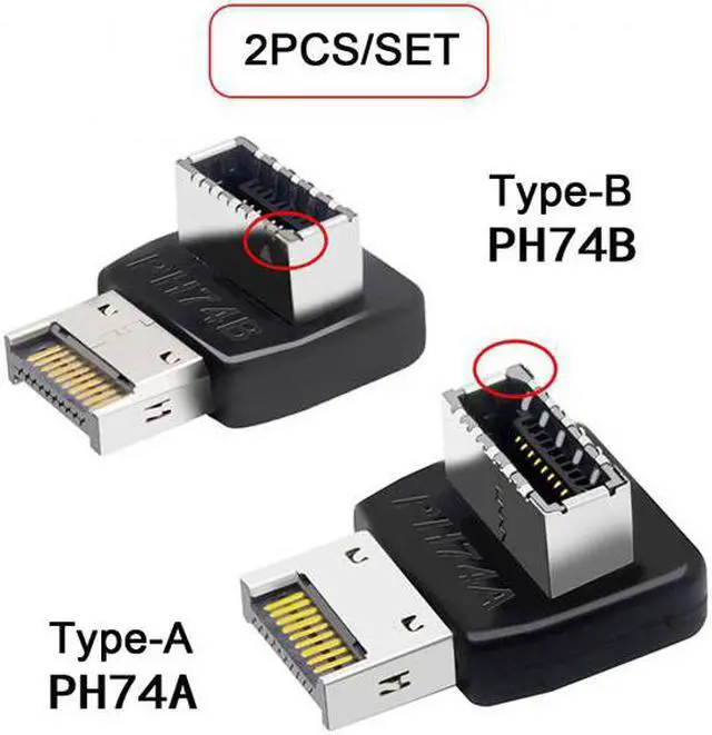 Alt view image 3 of 7 - Chenyang 2pcs Overmold USB 3.1 Front Panel Header Male to Female Type-E Motherboard Extension Data Adapter
