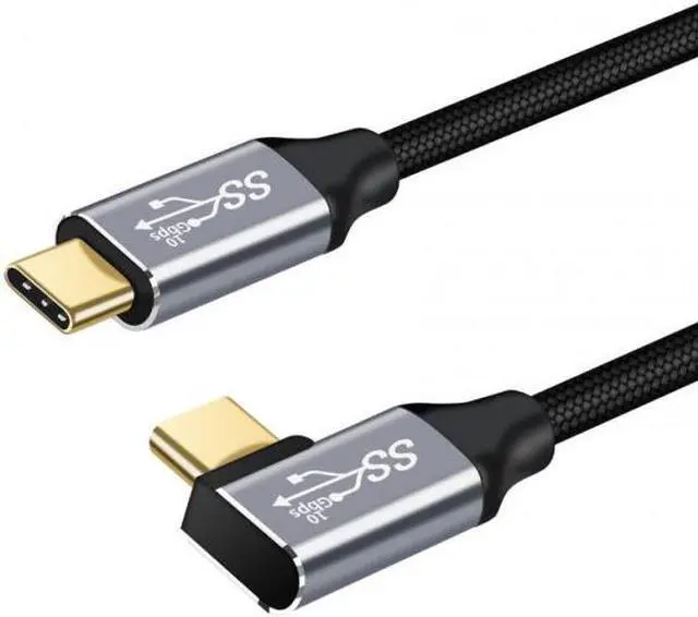 Alt view image 2 of 7 - Cablecc 1.0M 90 Degree Right Angled Type-C USB-C Male to Male USB3.1 10Gbps 100W Data Cable for Laptop & Phone
