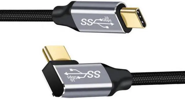 Main image of Cablecc 1.0M 90 Degree Right Angled Type-C USB-C Male to Male USB3.1 10Gbps 100W Data Cable for Laptop & Phone