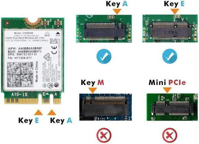 Alt view image 5 of 7 - Cablecc Dual Band 2.4G 5Ghz 433Mbps 3165AC NGFF 802.11AC WiFi 3165NGW M.2 WLAN Card +BT 4.0 Network Adapter