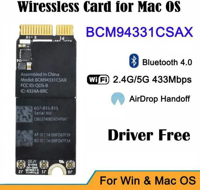 Alt view image 4 of 7 - Cablecc BCM94331CSAX BCM94331CSDAX BCM4331 Bluetooth Wireless Wifi Card Module 802.11N for Mac 2012-2013 MD212 MD213 A1398 A1425