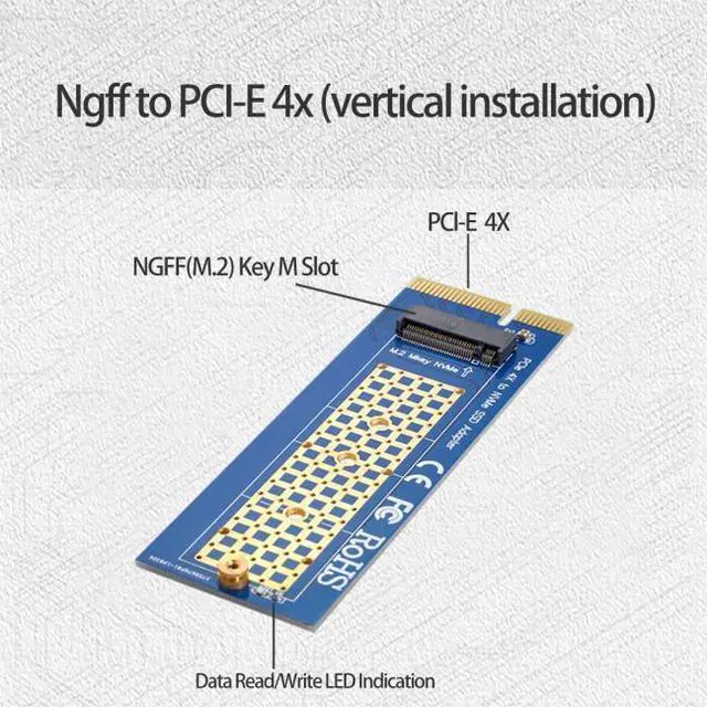 Alt view image 4 of 7 - Cablecc NGFF M-key NVME AHCI SSD to PCI-E Express 3.0 4X Vertical Adapter for SSD & Motherboard