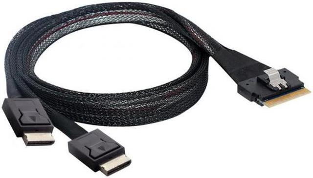 Alt view image 4 of 7 - FVH PCI-E Ultraport Slimline SAS Slim 4.0 SFF-8654 8i 74pin to Dual Oculink SFF-8611 Cable 50cm PCI-Express