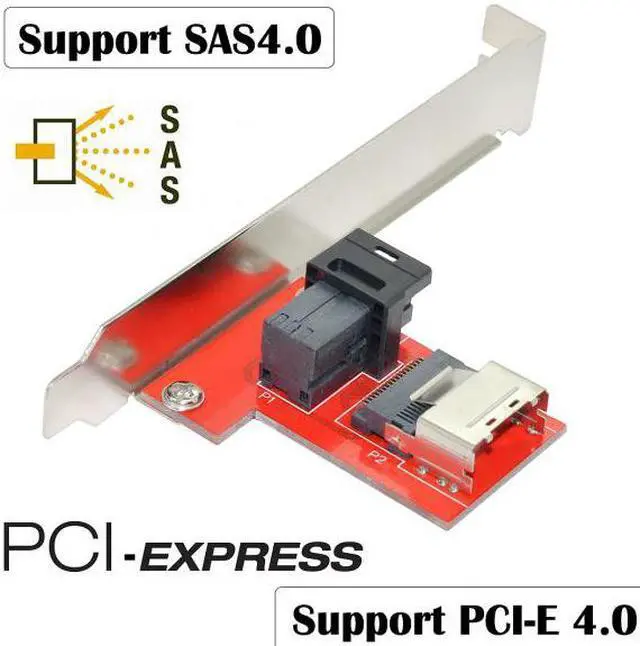 Alt view image 6 of 7 - Xiwai PCI-Express 4.0 Mini SAS SFF-8087 to SAS HD SFF-8643 PCBA Female Adapter With Bracket