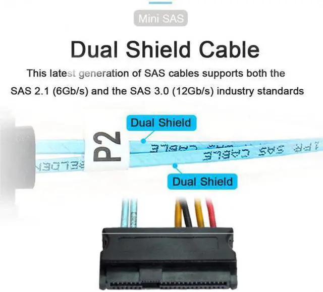 Alt view image 2 of 7 - Jimier Slimline SAS 4.0 SFF-8654 4i 38pin Host to 4 SAS 29pin SFF-8482 Target Hard Disk Fanout Raid Cable