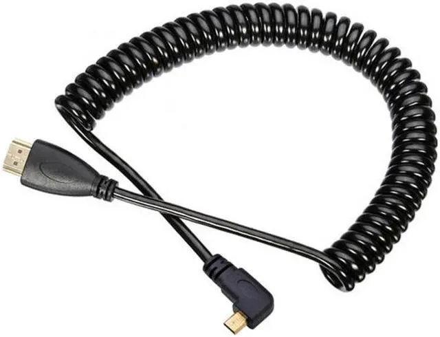 Alt view image 3 of 7 - Cablecc Stretch Left Angled 90 Degree Micro HDMI to HDMI Male HDTV Cable for Cell Phone   Tablet   Camera