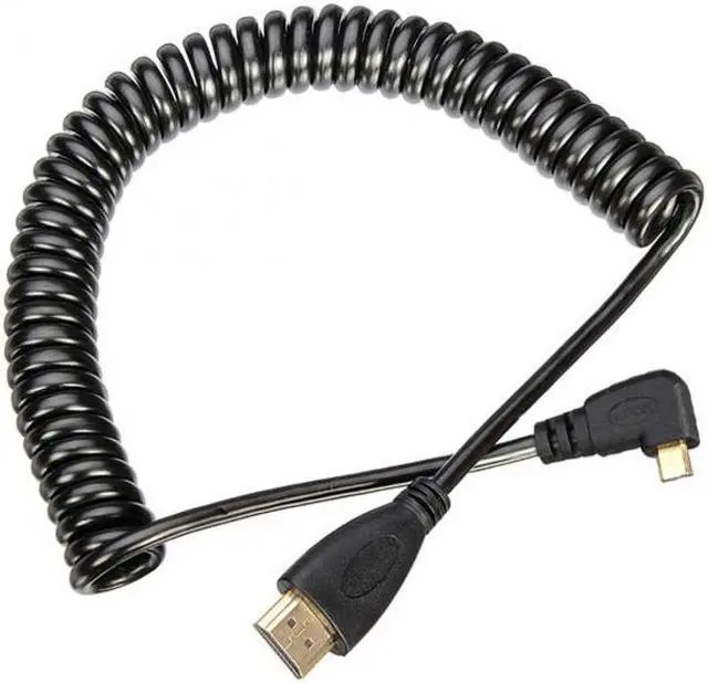 Alt view image 6 of 7 - Cablecc Stretch Left Angled 90 Degree Micro HDMI to HDMI Male HDTV Cable for Cell Phone   Tablet   Camera