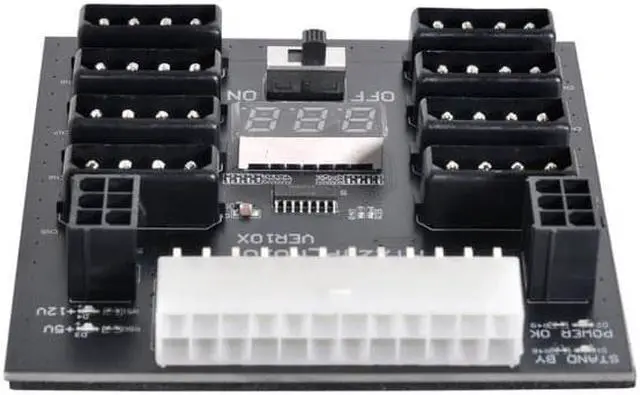 Alt view image 7 of 7 - Cablecc ATX PSU Server Power Board 24Pin to IDE 8x 4Pin +2x 6Pin Power Supply Board for CHIA ETH BTC Mining Miner