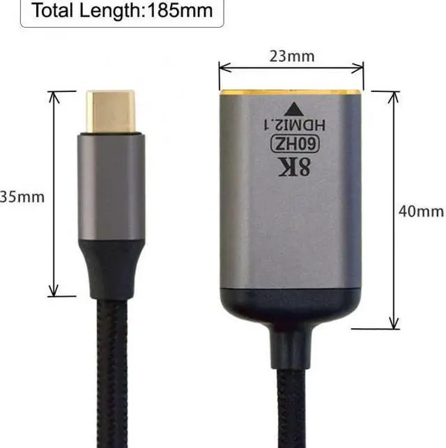 Alt view image 5 of 7 - Chenyang USB4 USB-C Type-C Source to Female HDMI 2.0 Cable Display 8K 60HZ UHD 4K HDMI Male Monitor