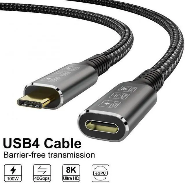 Main image of FVH USB4 Extension Cable Male to Female 40Gbps with 100W Charging and 8K@60Hz Compatible with Thunderbolt3/4
