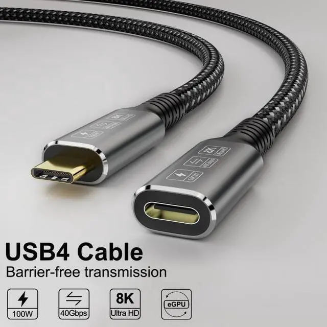 Alt view image 5 of 8 - FVH USB4 Extension Cable Male to Female 40Gbps with 100W Charging and 8K@60Hz Compatible with Thunderbolt3/4
